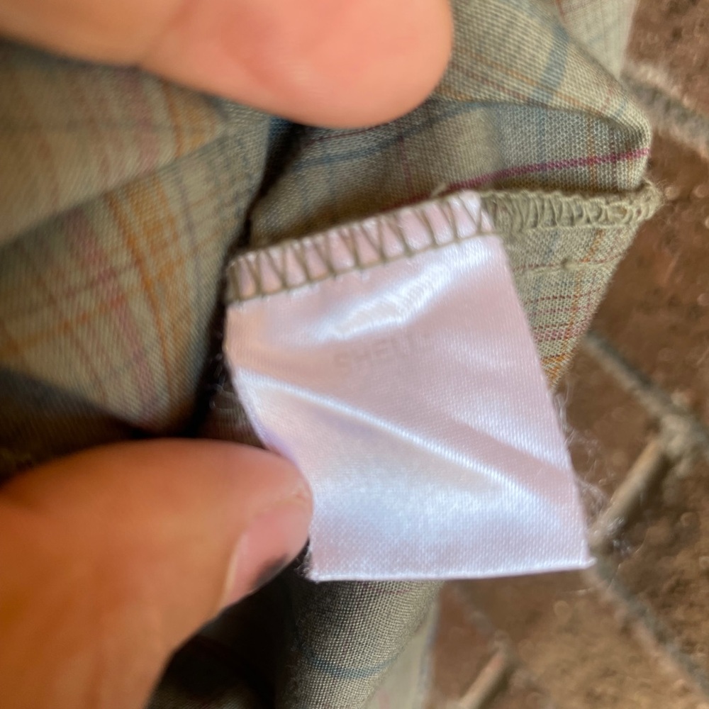 Johnny Was Gray Plaid Shirt with Blue Embroidery - Picture 4 of 4